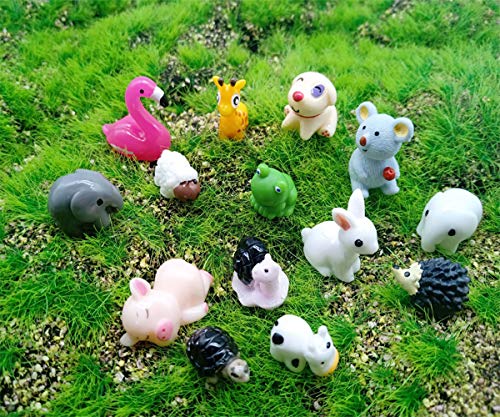 Kbraveo 45 Pcs Mini Animals Miniature Ornament Kits for DIY,Fairy Gardens Décor,Elephants,Rabbits,Hedgehogs,hens,Bunnies,Cubs,Chicks,Bees,Cows,Frogs,Snails,Turtles,Puppies,Pigs,Sheep