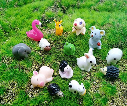 Kbraveo 45 Pcs Mini Animals Miniature Ornament Kits for DIY,Fairy Gardens Décor,Elephants,Rabbits,Hedgehogs,hens,Bunnies,Cubs,Chicks,Bees,Cows,Frogs,Snails,Turtles,Puppies,Pigs,Sheep