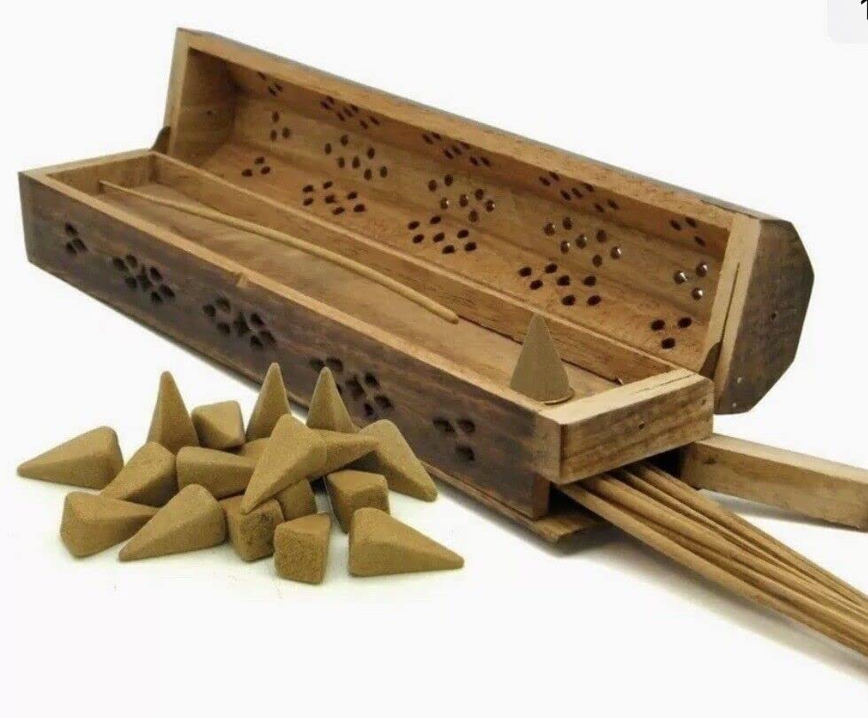 Bless-International Traditional-Handmade-Burner Wooden-Coffin-Incense-Stick-Holder Ash-Catcher-Stand (Wooden Coffin) - color: Wooden Coffin
