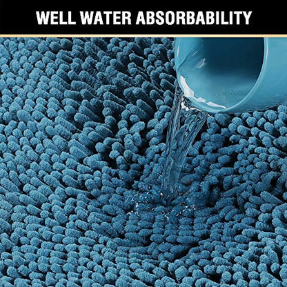 H.VERSAILTEX Bathroom Rugs Luxury Chenille 2 Piece Mats, Soft Plush 32''x20'' Bath Rug + 20''x20'' Toilet Mat Microfiber Shaggy Carpet, Super Absorbent mats, Machine Washable (Dark Teal) - color: Dark Teal, size: 20" x 32" Plus 20" x 20"