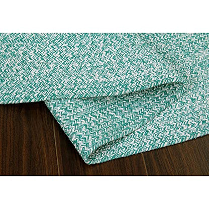 Super Area Rugs Farmhouse Braided Rug Cotton Kitchen Reversible Carpet Light Green & White, 20" X 40" Half Circle - color: Light Green & White, size: 1'8" x 3'4" (Semicircular)