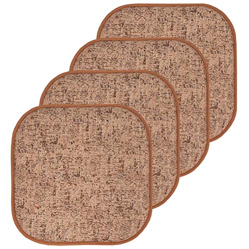 Sweet Home Collection Chair Cushion Memory Foam Pads Honeycomb Pattern Slip Non Skid Rubber Back Rounded Square 16" x 16" Seat Cover, 4 Pack, Broadway Rust/Brown - color: Broadway Rust/Brown, size: 4 Pack
