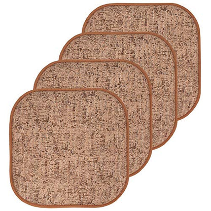 Sweet Home Collection Chair Cushion Memory Foam Pads Honeycomb Pattern Slip Non Skid Rubber Back Rounded Square 16" x 16" Seat Cover, 4 Pack, Broadway Rust/Brown - color: Broadway Rust/Brown, size: 4 Pack