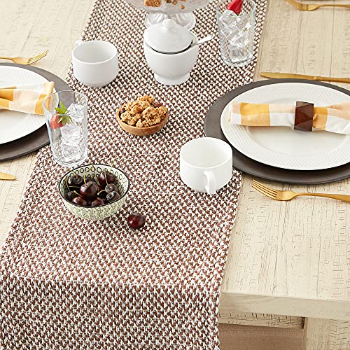 DII Woven Basics Collection 100% Cotton Knit Table Runner, 15x72, Bark Brown - color: Bark Brown, size: 15x72"