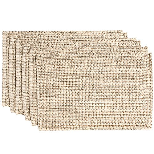 Sweet Home Collection 100% Cotton Placemats for Dining Room Rectangle Two Tone Woven Fabric 13" x 19" Soft Durable Table Mat Set, Set of 6, Eggshell - color: Eggshell, size: Rectangle 13" x 19"