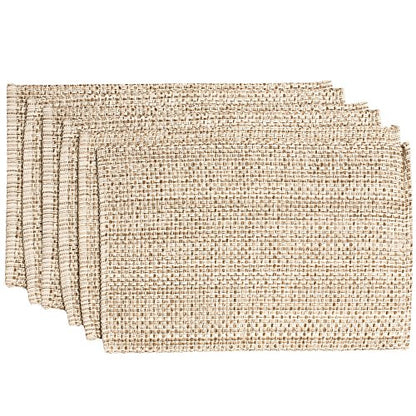 Sweet Home Collection 100% Cotton Placemats for Dining Room Rectangle Two Tone Woven Fabric 13" x 19" Soft Durable Table Mat Set, Set of 6, Eggshell - color: Eggshell, size: Rectangle 13" x 19"