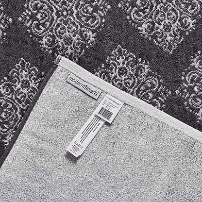 Modern Threads 6 Piece Reversible Yarn Dyed Jacquard Towel Set Artesia Damask Platinum - color: Platinum