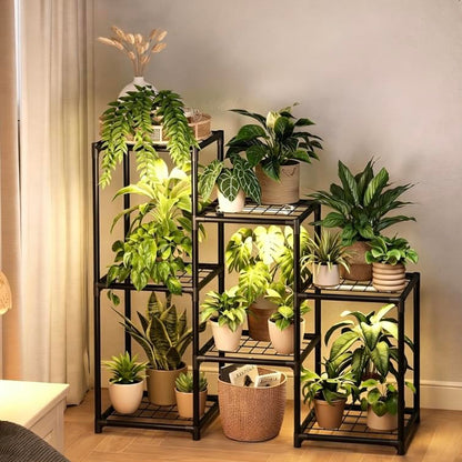 Laposso Plant Stand with Grow Light for Indoor Plants Corner 3 Tier Metal Plant Shelf Outdoor Grow Lights for Indoor Plants Bedroom Living Room
