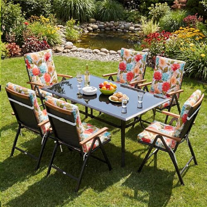 Hoteam 4 Set Outdoor Patio Chair Cushions 20 x 42 in Deep Seat Waterproof Patio Cushions Set for Furniture Replacement Removable Seat and Back (Summer Bloom) - style: Summer Bloom