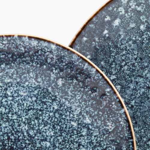 Larder & Vine Stoneware Dinnerware Set, 16 Piece, 4 Place Settings, Made in Portugal, Bondi Waters - color: Bondi Waters