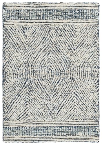 SAFAVIEH Area Rug 2x3 - Abstract Collection - Ivory & Navy, Handmade Wool, Ideal for Hallway, Foyer, Entryway, Accent Space (ABT340N) - color: Ivory/Navy, size: 2' x 3' (Rectangular)
