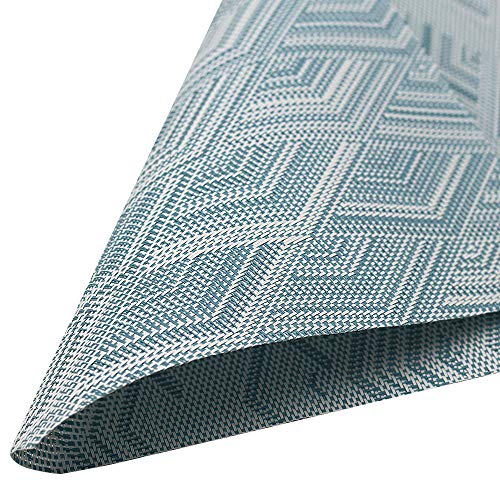 Round Table Placemats Set of 6,Woven Vinyl Wedge Placemats Heat Resistant Table Mats Wipe Clean (Light Blue) - color: Wedge:blue