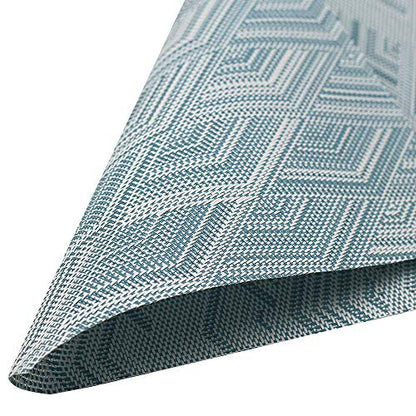 Round Table Placemats Set of 6,Woven Vinyl Wedge Placemats Heat Resistant Table Mats Wipe Clean (Light Blue) - color: Wedge:blue