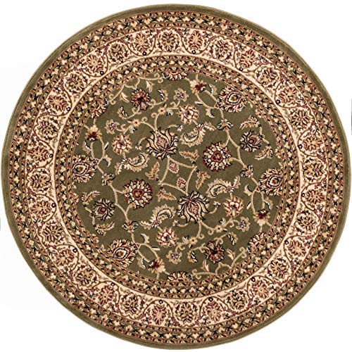 Well Woven Barclay Sarouk Green Traditional Area Rug 5'3" Round - color: Green, size: 5'3" (Round)