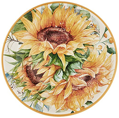 Sunflower Fields 9" Soup/Pasta Bowls, Set of 4 – 38 oz Ceramic Bowls Great for Pasta, Salad, Chili, or Hearty Meals – Everyday Dining or Elegant Entertaining Use - size: Large