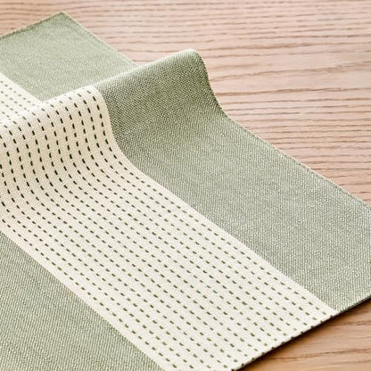 Wracra Linen Placemats, 12 x 18 Inch Set of 4 Placemats, Farmhouse Macrame Place Mats for Kitchen Table and Heat Resistant-Hemstitch Sage Green 4PCS - color: Sage Green, size: 12×18 Inch (Set of 4)