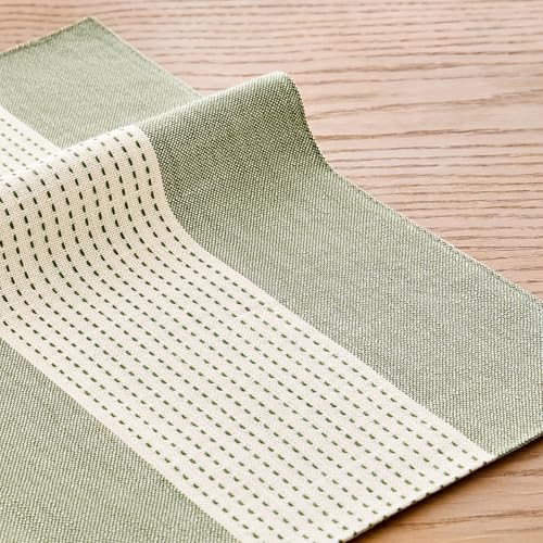 Wracra Linen Placemats, 12 x 18 Inch Set of 6 Placemats, Farmhouse Macrame Place Mats for Kitchen Table and Heat Resistant-Hemstitch Sage Green 6PCS - color: Sage Green, size: 12×18 Inch (Set of 6)