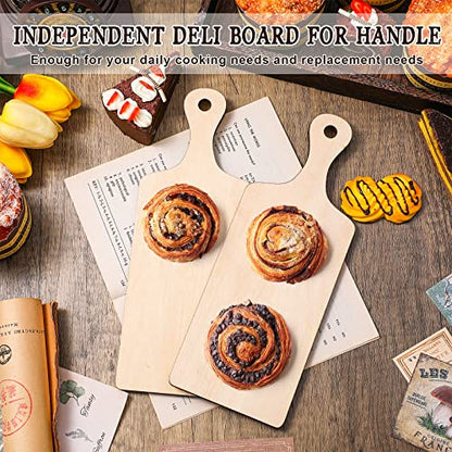 8 Pcs Mini Wooden Cutting Board for Craft with Handle 9.45 x 3.54 Inch Small Thicken Charcuterie Chopping Cooking Serving Tray Cutting Board for Cheese Fruit Kitchen Home Kitchen Decor
