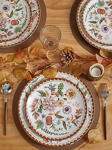 Bico Blooming Moment Salad Plates Set of 4, 8.75 Inch Ceramic Dessert Plates for Salad, Appetizer, Side Dishes, Microwave and Dishwasher Safe, Gift for Housewarming and Thanksgiving - color: Blooming Moment