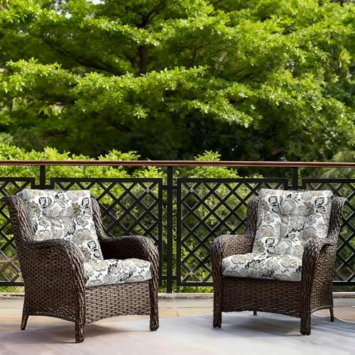 LVTXIII Outdoor Tufted Low Back Cushions Set of 2 Patio Seasonal Replacement Rocking Chair Cushion with Ties, Solid Seat and Back Chair Cushion, 42 L x 21W, Dailey Tan - color: Dailey Tan, size: 42x21x4