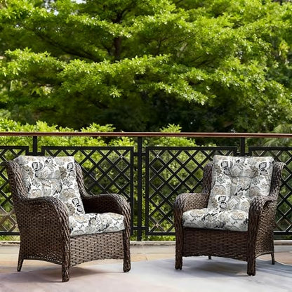 LVTXIII Outdoor Tufted Low Back Cushions Set of 2 Patio Seasonal Replacement Rocking Chair Cushion with Ties, Solid Seat and Back Chair Cushion, 42 L x 21W, Dailey Tan - color: Dailey Tan, size: 42x21x4