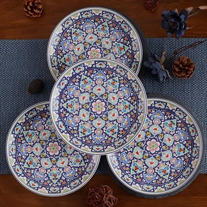 Bico Mandala Kaleidoscope Salad Plates Set of 4, 8.75 Inch Ceramic Dessert Plates for Salad, Appetizer, Side Dishes, Microwave and Dishwasher Safe, Gift for Housewarming and Thanksgiving - color: Mandala Kaleidoscope