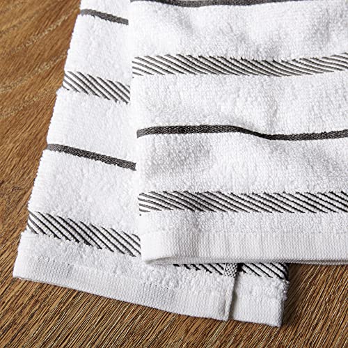 KitchenAid Albany Kitchen Towel 4-Pack Set, Charcoal Grey/White, 16"x26" - color: Charcoal Grey, size: 16"x26"