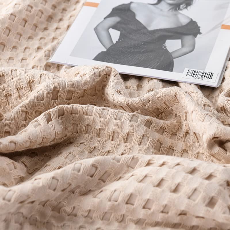 Waffle Plaid Cotton Bed Blanket Throw Thin Quilt Knitted Bedspread Home Hotel Coverlets Blankets - color: D, size: 150x200cm