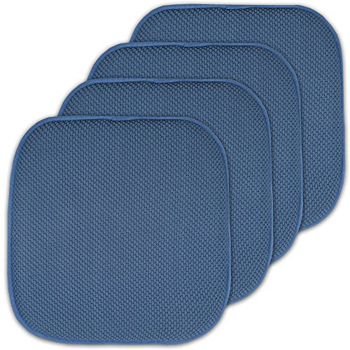 4 Pack Memory Foam Honeycomb Nonslip Back 16" x16" Chair/Seat Cushion Pad, Blue - color: Blue, size: 4 Pack