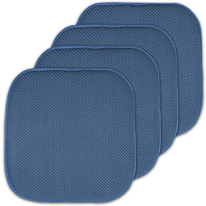 4 Pack Memory Foam Honeycomb Nonslip Back 16" x16" Chair/Seat Cushion Pad, Blue - color: Blue, size: 4 Pack