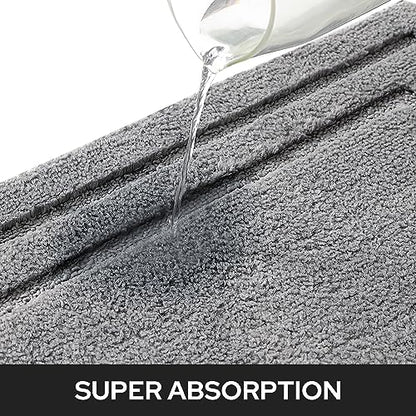 HOMEIDEAS Bathroom Rugs Sets 2 Piece, Super Soft and Absorbent Non Slip Microfiber Machine Washable Bath Mat Set (20" x 32" + 16" x 24", Grey) - color: Loop- Grey, size: 1'4" x 2'8" (16"x24"+20"x32")