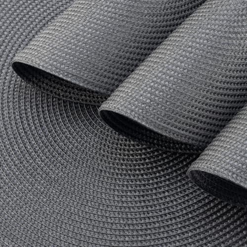 Winknowl Round Braided Placemats Set of 8 Washable Woven Heat Resistant Table Mats for Kitchen Dining Tables 15 inch Round Place Mats (Dark Gray,8pcs) - color: Dark Gray, size: 8pcs