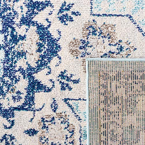 SAFAVIEH Madison Collection Area Rug - 2'2" x 4', Teal & Navy, Boho Chic Distressed Medallion Design, Non-Shedding & Easy to Clean, Ideal for Living Room, Bedroom, Dining Space (MAD473K) - color: Teal/Navy, size: 2'2" x 4' (Rectangular)