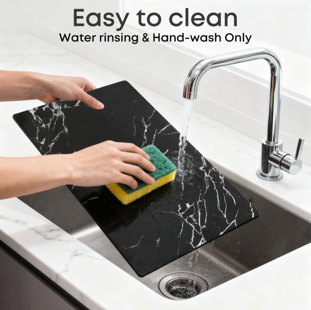 Murrey Home Glass Cutting Board for Kitchen Counter, Tempered Glass Chopping Boards Dishwasher Safe, Small Clear Countertop Tray, Scratch Resistant, Heat Resistant, Non Toxic, Black Marble, 16"x12" - color: Textured Black Marble, size: 15.7"L x 11.8"W