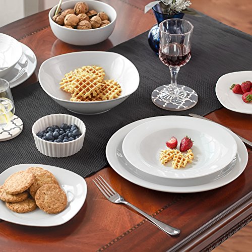 Y YHY Soup Bowls, Pasta Bowl Set of 4, White Shallow Bowl Plates, Porcelain Rimmed Bowls, 8 Inches Diameter with Rim, Mather's Day Gift - size: 8.25 Inch-8 oz