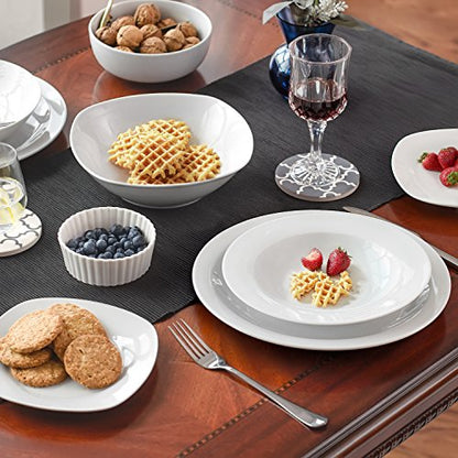 Y YHY Soup Bowls, Pasta Bowl Set of 4, White Shallow Bowl Plates, Porcelain Rimmed Bowls, 8 Inches Diameter with Rim, Mather's Day Gift - size: 8.25 Inch-8 oz