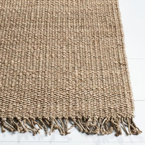 SAFAVIEH Natural Fiber Collection Accent Rug - 3' x 5', Grey, Handmade Boho Fringe Woven Jute, Ideal for High Traffic Areas in Entryway, Living Room, Bedroom (NF368C) - color: Grey, size: 3' x 5' (Rectangular)