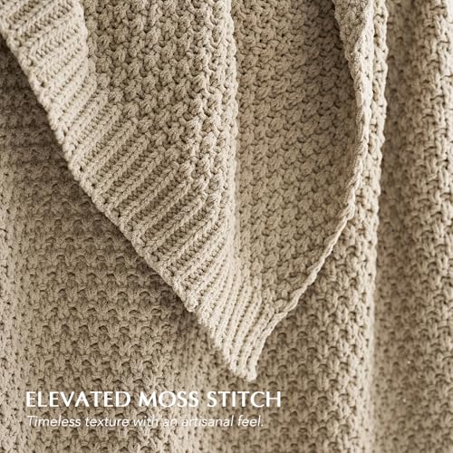 EVERGRACEHOME Chunky Chenille Knit Throw Blanket, 108x92, Sand Dune | Sculpted Moss Stitch, Chic Modern Farmhouse, All-Season Warmth, OEKO-TEX® Certified, Oversized King for Couch, Bed, Sofa - color: Sand Dune, size: 108" X 92"