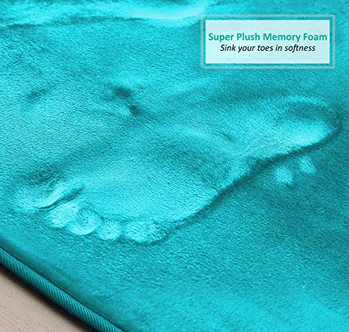 Clara Clark Bathroom Rugs, Ultra Soft Plush Bath Mat for Bathroom, Non-Slip, Velvet Memory Foam Bath Rugs, 20 x 32, Solid Teal Blue