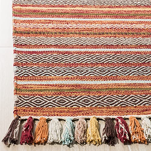 SAFAVIEH Montauk Collection Accent Rug - 2'6" x 4', Rust & Multi, Handmade Boho Stripe Fringe Cotton, Ideal for High Traffic Areas in Entryway, Living Room, Bedroom (MTK901D) - color: Rust/Multi, size: 2'6" x 4' (Rectangular)