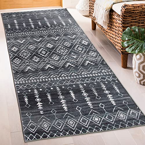 ReaLife Machine Washable Area Rug Runner - Living Room Bedroom Bathroom Kitchen Entryway Office - Padded Low Pile Stain Resistant Premium - Geometric Moroccan Diamond - Jace 2'6" x 6' - color: Jace, size: 2'6" x 6' (Rectangular)