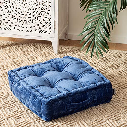 Safavieh Belia Glam 18-inch Periwinkle Velvet Square Floor Pillow - color: Blue, size: 18"W X 18"D X 5"H