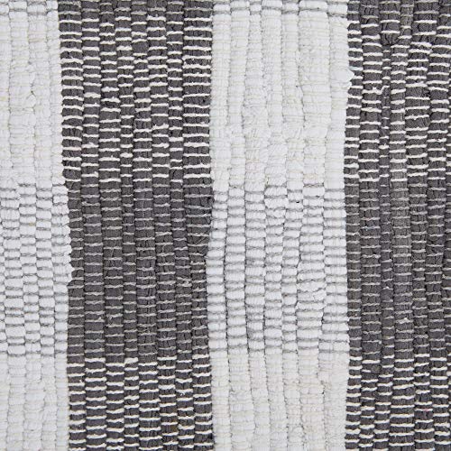 DII Buffalo Check Rug Collection, Hand Dyed Reversible Chindi Rug, Runner 2'3"x6', Gray - color: Grey, size: 2'3" x 6' (Rectangular)