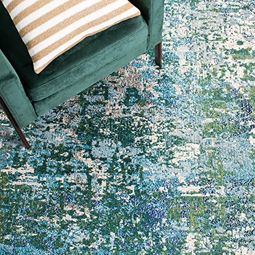 SAFAVIEH Madison Collection Accent Rug - 2'2" x 4', Green & Turquoise, Modern Abstract Design, Non-Shedding & Easy Care, Ideal for High Traffic Areas in Entryway, Living Room, Bedroom (MAD471Y) - color: Green/Turquoise, size: 2'2" x 4' (Rectangular)