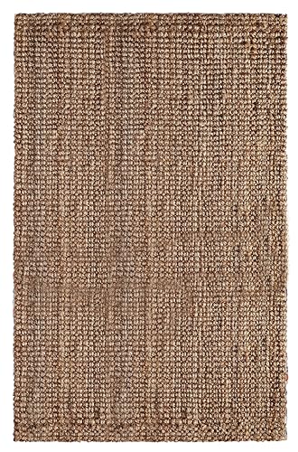 Croft&Cane Handspun Jute Area Rug – Premium Reversible Natural 4x6 ft Rug | Handwoven Chunky Textured Tan Beige Neutral Carpet for Rustic Farmhouse Décor, Living Room, Dining Room, Bedroom, Office - size: 6' x 4' (Rectangular)