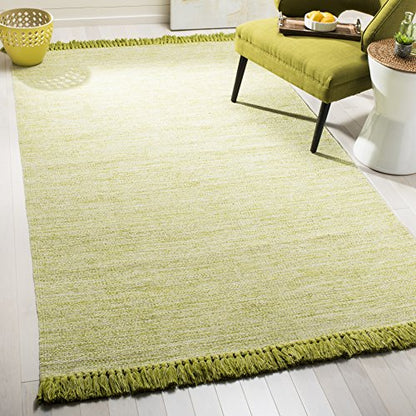 SAFAVIEH Montauk Collection Area Rug - 5' x 8', Olive & Green, Handmade Tassel Cotton, Ideal for High Traffic Areas in Living Room, Bedroom (MTK610G) - color: Olive/Green, size: 5' x 8' (Rectangular)
