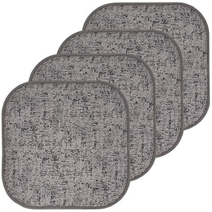 Sweet Home Collection Chair Cushion Memory Foam Pads Honeycomb Pattern Slip Non Skid Rubber Back Rounded Square 16" x 16" Seat Cover, 4 Pack, Broadway Gray/Black - color: Broadway Gray/Black, size: 4 Pack