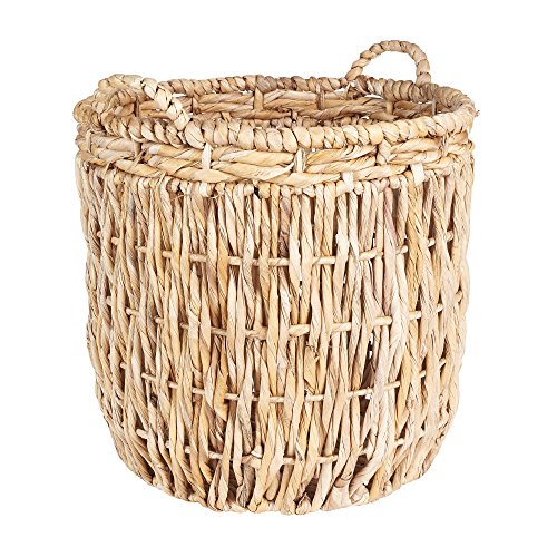 Household Essentials Brown Tall Round Wicker Storage Basket 19'' x 25'' - color: Natural Banana Leaf