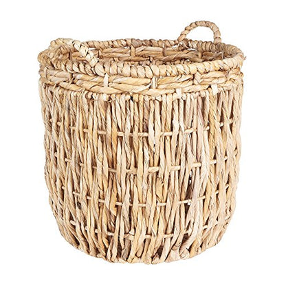 Household Essentials Brown Tall Round Wicker Storage Basket 19'' x 25'' - color: Natural Banana Leaf
