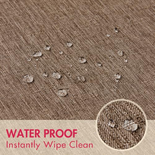Mocha 17x17 Polyester Linen Farmhouse Cloth Napkins Set of 8 | Waterproof, Stain Resistant, Shrink Proof, Washable, fabric, Outdoor, Reusable, Dining, Wedding, Kitchen, Party, Birthday - color: Mocha